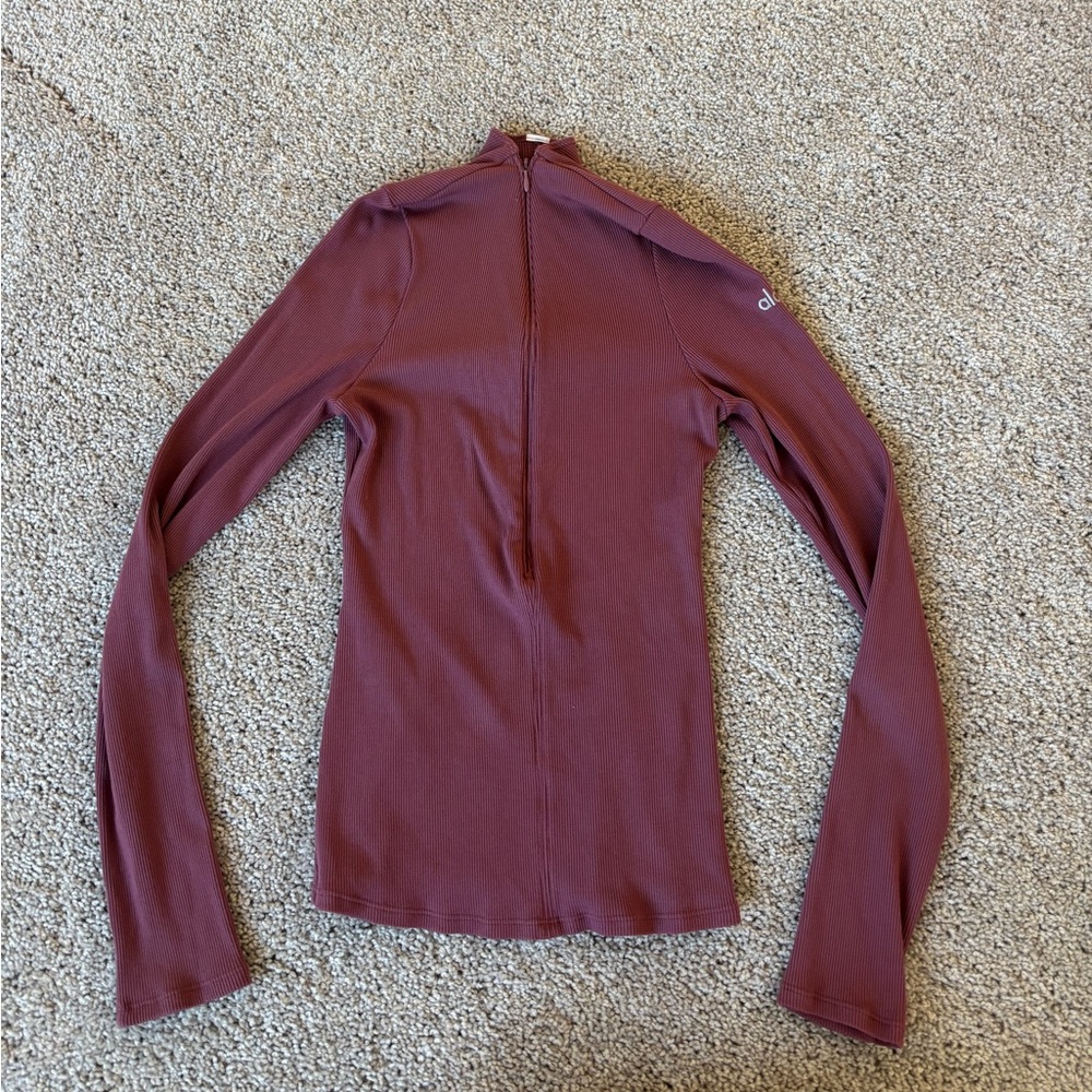 ALO Yoga Burgandy Truffle Ribbed Mesmerize Long Sleeve